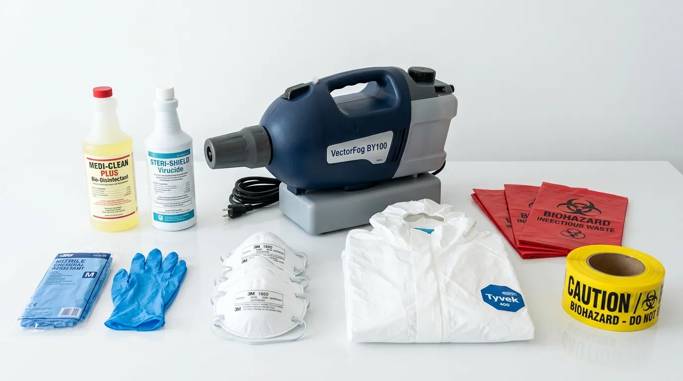 Professional biohazard remediation crew working in West Fens